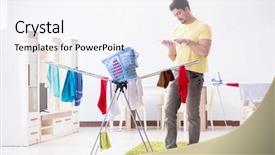  Presentation with spider man - PPT theme consisting of handsome man husband doing laundering background and a  colored foreground