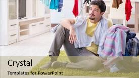  Presentation with kids doing science - Audience pleasing presentation design consisting of handsome man husband doing laundering backdrop and a  colored foreground