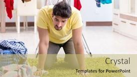  Presentation with electronics labb man - PPT layouts consisting of handsome-man-husband-doing-laundering background and a yellow colored foreground