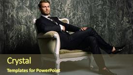  Presentation with elegant - Presentation design consisting of handsome man in an elegant background and a tawny brown colored foreground