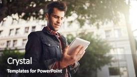  Presentation with downtown los angels - Cool new PPT theme with handsome man in down town backdrop and a dark gray colored foreground