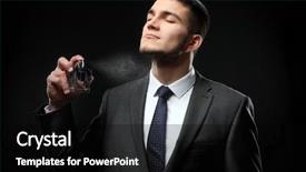  Presentation with formal - Presentation theme consisting of handsome man in formal suit background and a  colored foreground