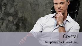  Presentation with office chair - Colorful theme enhanced with handsome man in shirt backdrop and a light gray colored foreground