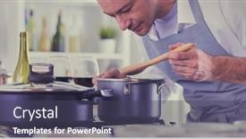  Presentation with cooking - PPT theme enhanced with handsome-man-is-cooking background and a  colored foreground