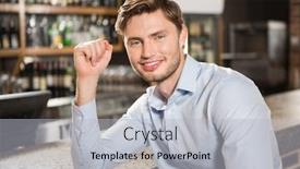  Presentation with pub - PPT theme enhanced with handsome man leaning his elbow on the counter in a pub background and a light gray colored foreground