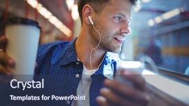  Presentation with coffee music - Theme enhanced with handsome man listening music background and a ocean colored foreground