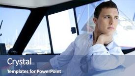  Presentation with yacht - Presentation theme consisting of handsome man on a yacht background and a ocean colored foreground