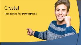  Presentation with listening - Presentation theme having handsome man over isolated background background and a  colored foreground