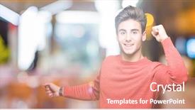  Presentation with dance and music - Beautiful PPT layouts featuring handsome man over isolated background backdrop and a  colored foreground