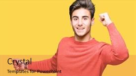  Presentation with listening - Theme enhanced with handsome man over isolated background background and a  colored foreground