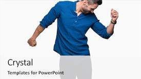  Presentation with dancing music grass - Colorful slide deck enhanced with handsome man over isolated background backdrop and a white colored foreground