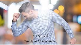  Presentation with listening - Slide deck having handsome man over isolated background background and a light blue colored foreground