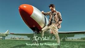  Presentation with fighter jet - Amazing slide set having handsome-man-pilot-wearing-military backdrop and a ocean colored foreground