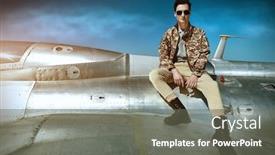  Presentation with airplane pilot - Slides enhanced with handsome-man-pilot-wearing-military background and a gray colored foreground