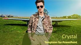  Presentation with pilot - Amazing presentation theme having handsome-man-pilot-wearing-military backdrop and a tawny brown colored foreground