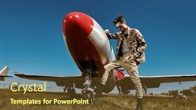  Presentation with fighter jet - Audience pleasing presentation design consisting of handsome-man-pilot-wearing-military backdrop and a tawny brown colored foreground