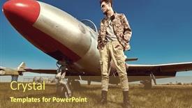 Presentation with fighter jet - Theme with handsome-man-pilot-wearing-military background and a tawny brown colored foreground