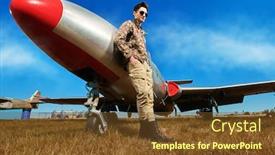  Presentation with fighter jet - Audience pleasing theme consisting of handsome-man-pilot-wearing-military backdrop and a tawny brown colored foreground