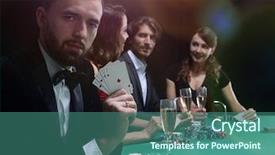  Presentation with casino - Audience pleasing presentation theme consisting of handsome man playing in casino backdrop and a ocean colored foreground