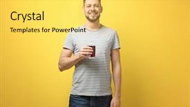  Presentation with juice pomegrante - Slide deck consisting of handsome man posing with juice background and a yellow colored foreground