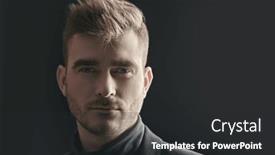  Presentation with black art - PPT theme having handsome-man-posing background and a dark gray colored foreground