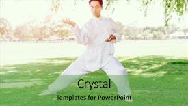  Presentation with tai chi - PPT theme featuring handsome man practicing thai chi background and a seafoam green colored foreground