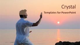  Presentation with thai - Slide set enhanced with handsome man practicing thai chi background and a lemonade colored foreground