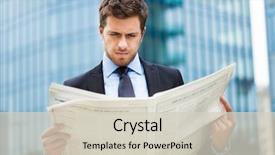  Presentation with man on train - Cool new slides with handsome man reading a newspaper backdrop and a soft green colored foreground