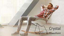 Presentation with relaxing - PPT theme with handsome man relaxing in rocking background and a mint green colored foreground