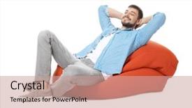  Presentation with man relaxing on massage table - Colorful slides enhanced with handsome man relaxing on lounge backdrop and a coral colored foreground