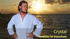  Presentation with maldives - PPT theme having handsome man resting near water at maldives background and a tawny brown colored foreground