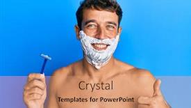  Presentation with shave - Theme with handsome-man-saving-beard background and a coral colored foreground