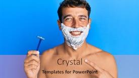  Presentation with shave - Cool new presentation theme with handsome-man-saving-beard backdrop and a coral colored foreground