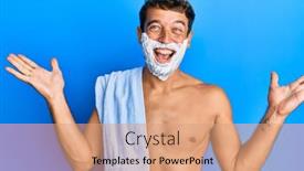  Presentation with shave - Slide set consisting of handsome-man-saving-beard background and a coral colored foreground