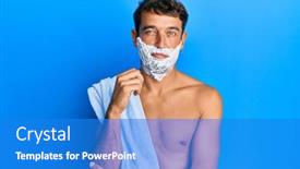  Presentation with shave - PPT theme enhanced with handsome-man-saving-beard background and a cobalt blue colored foreground