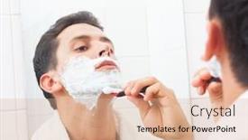  Presentation with razor - Slide deck with handsome-man-shaving-his-beard background and a  colored foreground