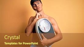  Presentation with weight - Amazing PPT layouts having handsome-man-shirtless-wearing-swimwear backdrop and a tawny brown colored foreground