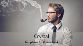  Presentation with pipe - Presentation enhanced with handsome man smokes a pipe background and a light gray colored foreground