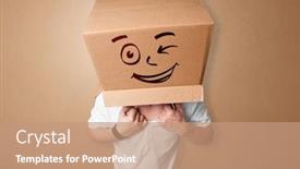  Presentation with box carton - Presentation theme consisting of sensation - handsome man standing and gesturing background and a coral colored foreground