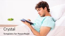  Presentation with hospital acquire infection control and prevention - Colorful PPT theme enhanced with handsome man staying in hospital backdrop and a  colored foreground