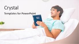  Presentation with hospital quality improvement - Amazing slide set having handsome man staying in hospital backdrop and a sky blue colored foreground