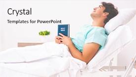  Presentation with hospital - Colorful presentation enhanced with handsome man staying in hospital backdrop and a white colored foreground