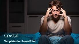  Presentation with handsome - PPT layouts featuring handsome man suffering from insomni background and a ocean colored foreground