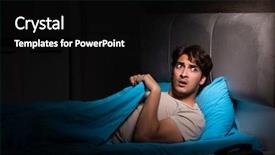  Presentation with insomnia - Audience pleasing slide deck consisting of awakenes - young handsome man suffering backdrop and a black colored foreground