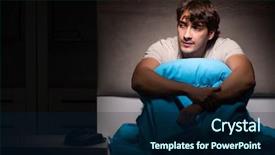  Presentation with insomnia - Cool new presentation theme with handsome man suffering from insomni backdrop and a navy blue colored foreground