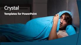  Presentation with insomnia - Audience pleasing slide deck consisting of handsome man suffering from insomni backdrop and a dark gray colored foreground
