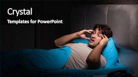  Presentation with insomnia - Cool new PPT layouts with handsome man suffering from insomni backdrop and a black colored foreground
