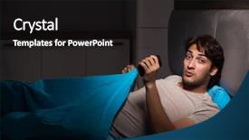  Presentation with insomnia - Presentation design enhanced with handsome man suffering from insomni background and a black colored foreground