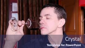  Presentation with wine tasting - Audience pleasing presentation theme consisting of handsome man tasting red wine backdrop and a navy blue colored foreground