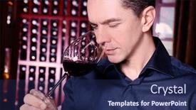  Presentation with wine tasting - Presentation theme consisting of handsome man tasting red wine background and a navy blue colored foreground